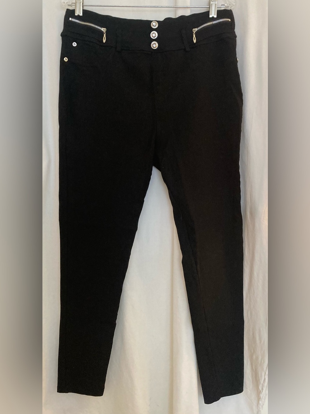 Thrill Jeans Black Slim Pull On Pants with Metal Zip Accents Size 3X